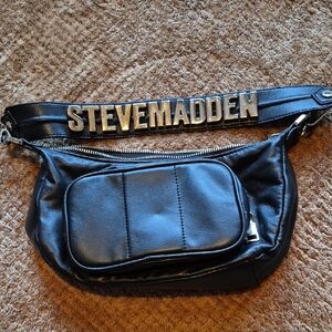 Steve Madden Brhodes Black  Shoukder Bag with Silver Accents